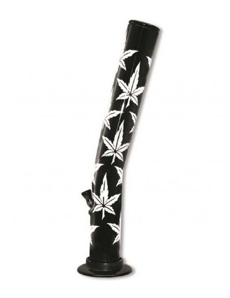 Bong Acrilico Negro Hojas 40 cm