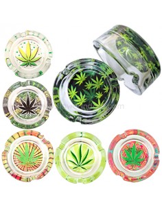 Cenicero cristal hojas marihuana