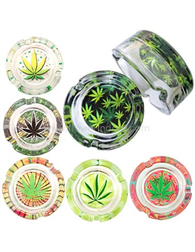 Cenicero cristal hojas marihuana